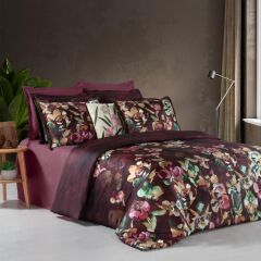 Sarev Esperado Saten Nevresim Takımı Çift Kişilik 4Y D K, .Mürdüm