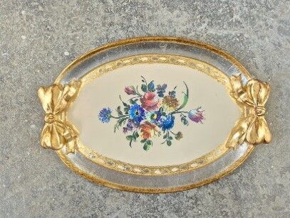 L&M 130/Mo-4 Gül Ağacı Gold/Sılver Tepsi 52X36 Cm
