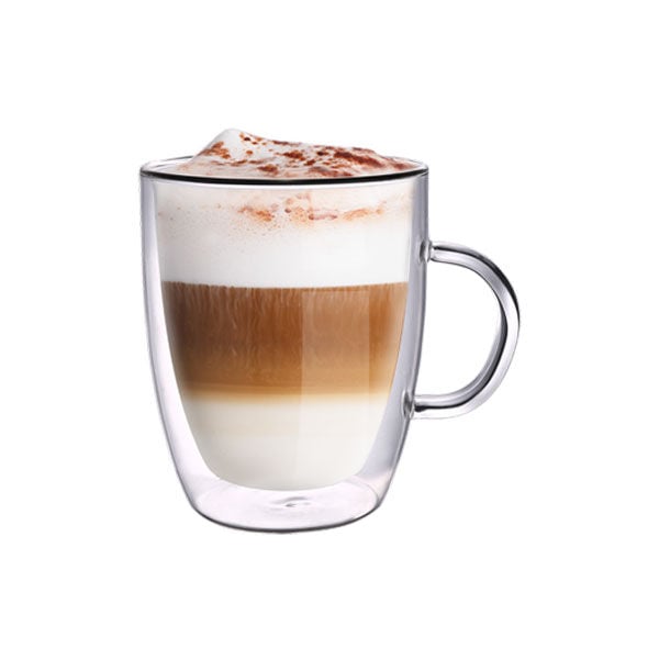 Leggno VETRO Borosilikat Çift Camlı Kulplu Bardak 400ML (2ad)