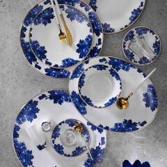 Evaliza King Flower Gold 42 Parça 6 Kişilik Kahvaltı Takımı