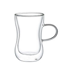 Leggno VETRO Borosilikat Çift Camlı Kulplu Çay Bardağı 150ML (2ad)