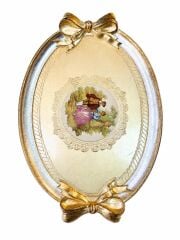 L&M 130/Gjr-4 Gül Ağacı Gold/Sılver Tepsi 52X36 Cm
