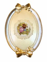 L&M 130/Gjr-4 Gül Ağacı Gold/Sılver Tepsi 52X36 Cm