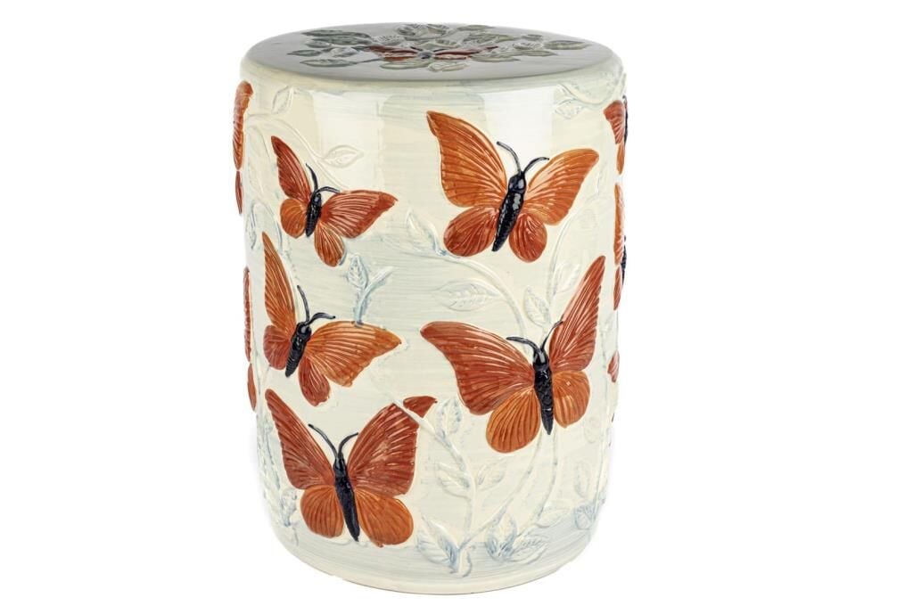 Mikasa Moor Kırmızı Kelebekli Seramik Tabure 35x47cm