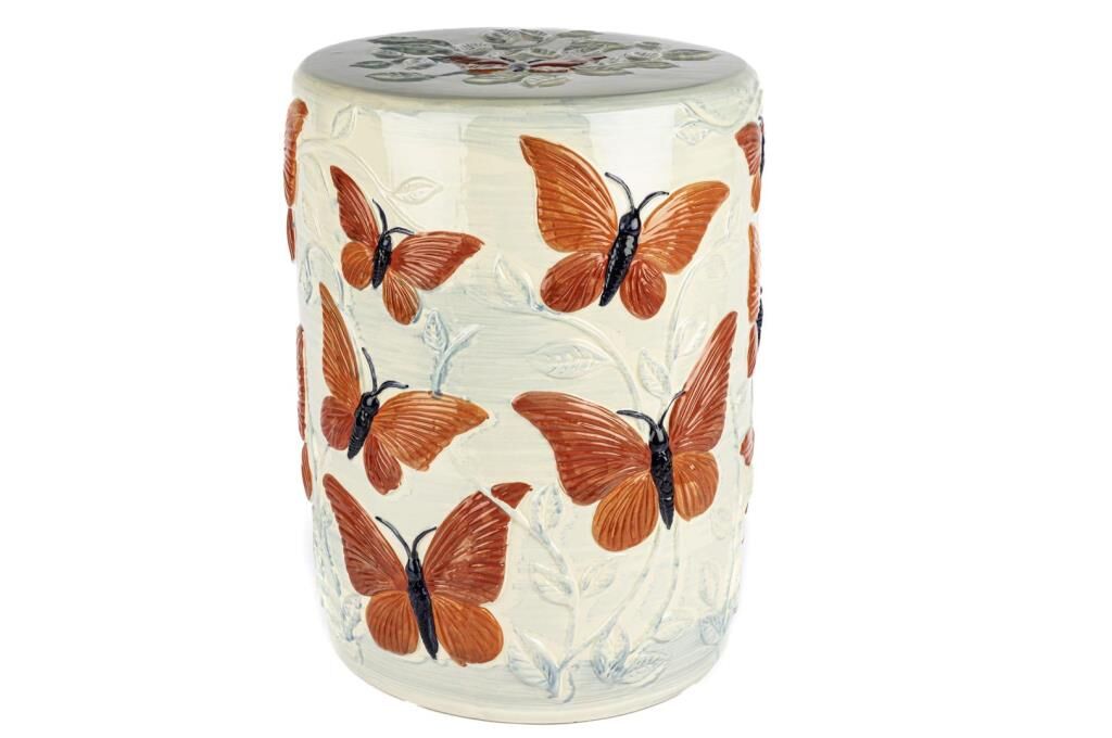 Mikasa Moor Kırmızı Kelebekli Seramik Tabure 35x47cm