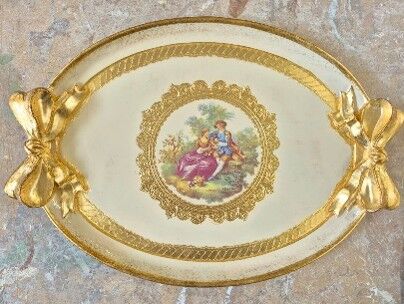 L&M 130/Gjr-2 Gül Ağacı Gold/Sılver Tepsi 36X26 Cm
