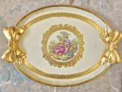 L&M 130/Gjr-2 Gül Ağacı Gold/Sılver Tepsi 36X26 Cm
