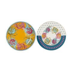 Lucky Art Estelle Bone China Porselen Karışık Desenli 4 lü Tabak Seti 20 cm