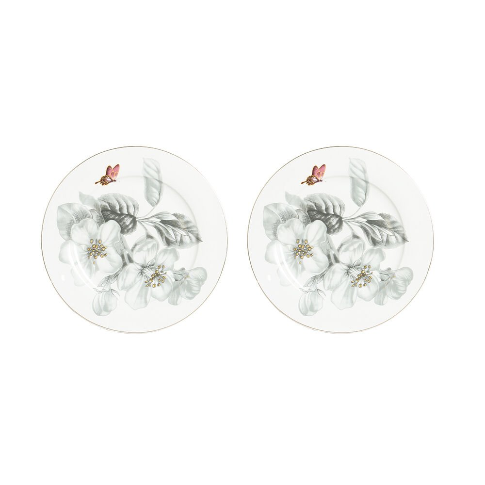 Lucky Art Harmonia New Bone China Gri Naturel Desenli 2li Servis Tabağı Seti 27 cm