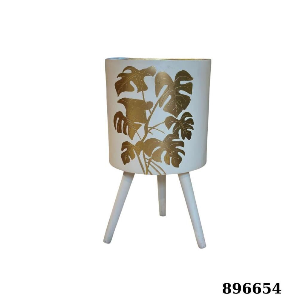 Mikasa Moor Beyaz Yaprak Desenli Ayaklı Saksı 68cm