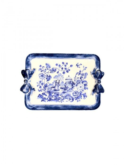 Tirinnanzi Blue  Victoriana Fiyonklu Dikdörtgen Tepsi
 40X28