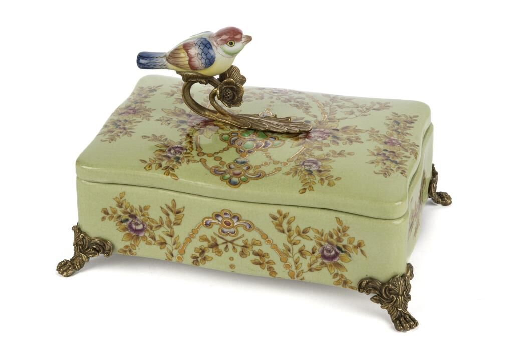 Mikasa Moor Yeşil Gül Des Ayaklı Dik Kutu 24x14x16cm