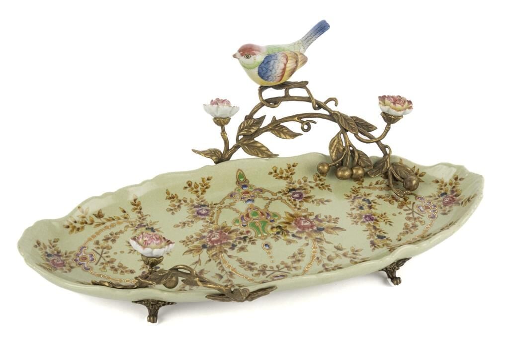 Mikasa Moor Yeşil Gül Des Oval Ayaklı Tabak 40x26x15cm