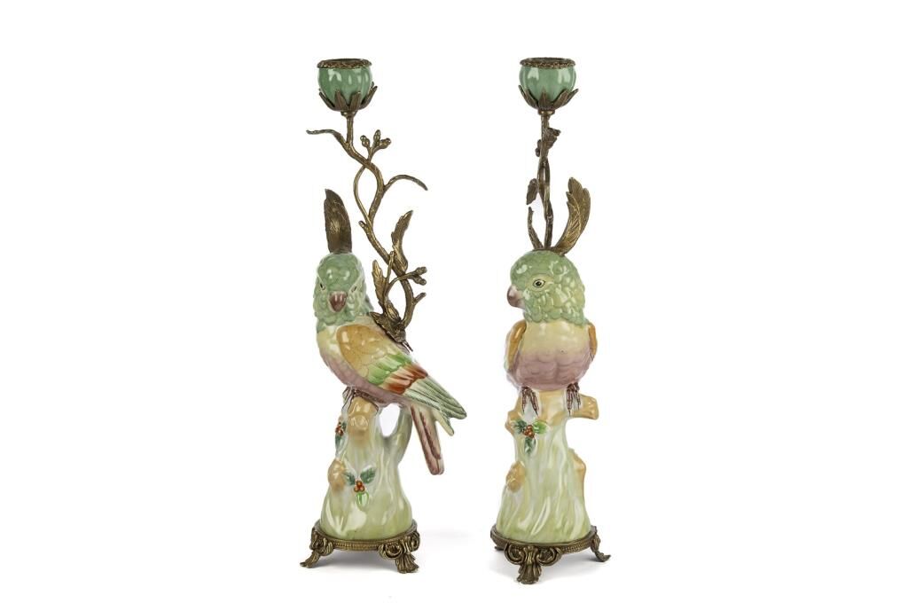 Mikasa Moor Yeşil Kuşlu 2li Mumluk 13x43cm