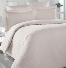 Maxstyle Saten Çizgili Bej Çift Kişilik Nevresim Takımı