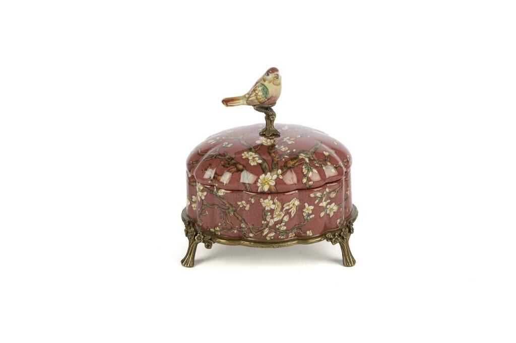 Mikasa Moor Gül Kurusu Kuşlu Kutu 17x15x18cm