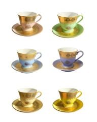 S.Clairy Lacy Flowers Mix 6lı Kahve Fincan Seti 150ml