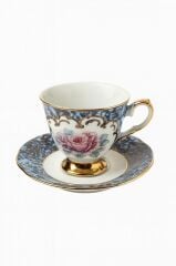 S.Clairy Turquoise Flowers 6lı Kahve Fincan Seti 150ml