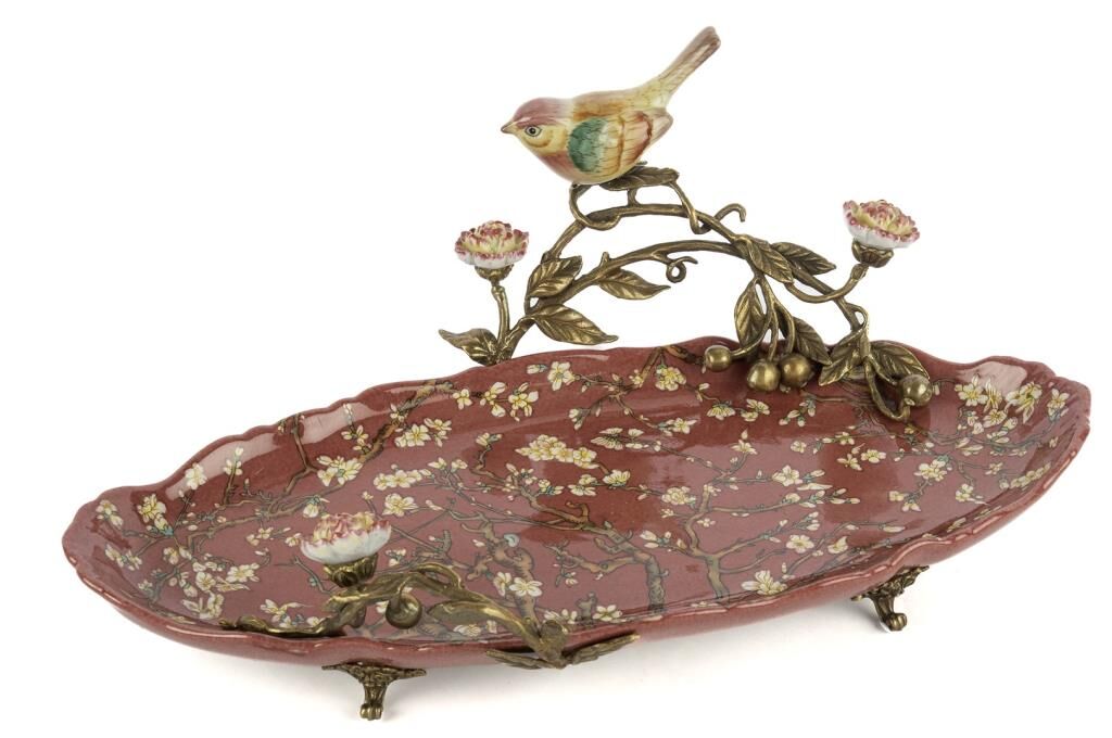 Mikasa Moor Gül Kurusu Kuşlu Oval Ayaklı Tabak 40x26x15cm