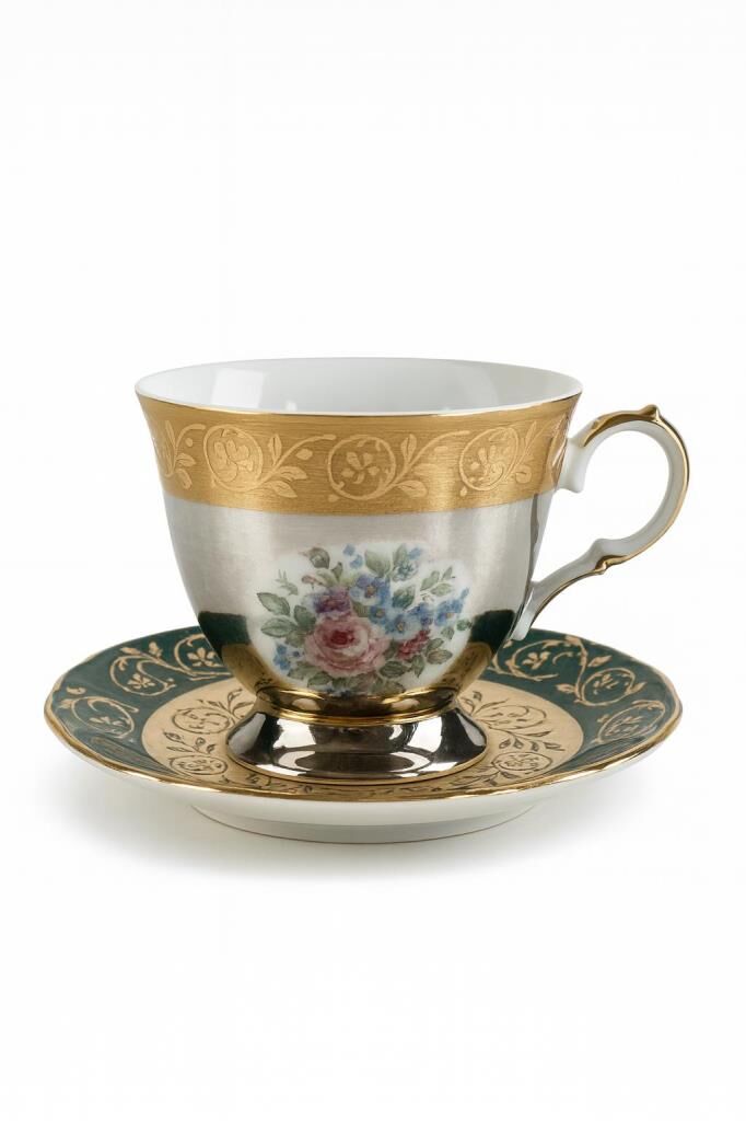 S.Clairy Dark Green Flowers 6lı Kahve Fincan Seti 150ml