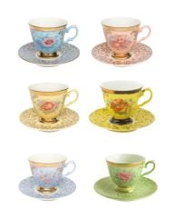 S.Clairy Flashy Yellow Flowers Mix 6lı Kahve Fincan Seti 150ml