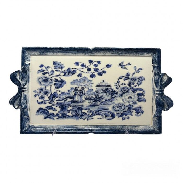 Tirinnanzi Blue Victoriana Dikdörtgen Fiyonklu Orta Tepsi 33x19cm