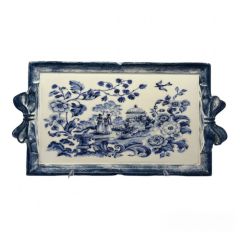 Tirinnanzi Blue Victoriana Dikdörtgen Fiyonklu Orta Tepsi 33x19cm