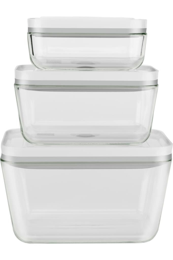 Zwilling Fresh & Save Vakumlu Saklama Kabı Seti, S/M/L / 3-Parça, Borosilikat Cam, Gri