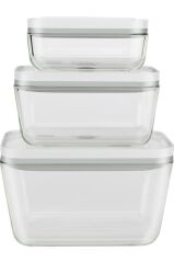Zwilling Fresh & Save Vakumlu Saklama Kabı Seti, S/M/L / 3-Parça, Borosilikat Cam, Gri