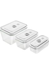 Zwilling Fresh & Save Vakumlu Saklama Kabı Seti, S/M/L / 3-Parça, Borosilikat Cam, Gri