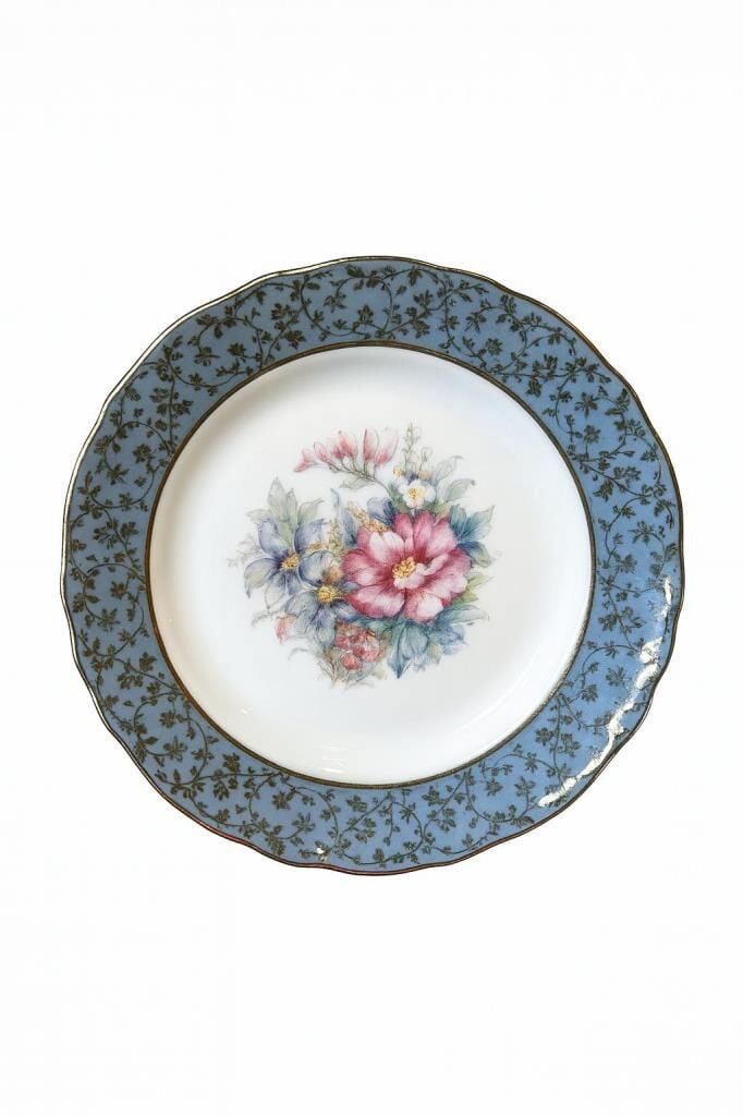 S.Clairy Turquoise Flowers 6lı Pasta/Ekmek Tabağı 17cm