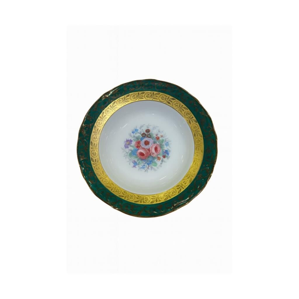 S.Clairy Dark Green Flowers 6lı Pasta Tabağı 19cm