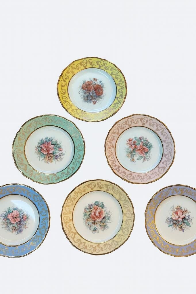 S.Clairy Flashy Yellow Flowers Mix 6lı Pasta Tabağı 19cm