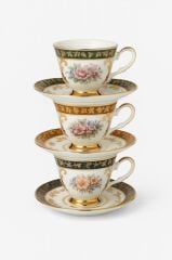 S.Clairy Pearl Flowers Mix 6lı Kahve Fincan Seti 150ml