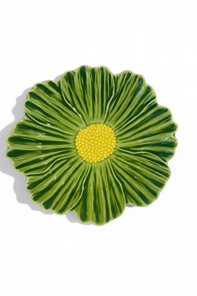 Bordallo Pinheiro Maria Flor Yeşil Papatya Pasta Servis 23cm