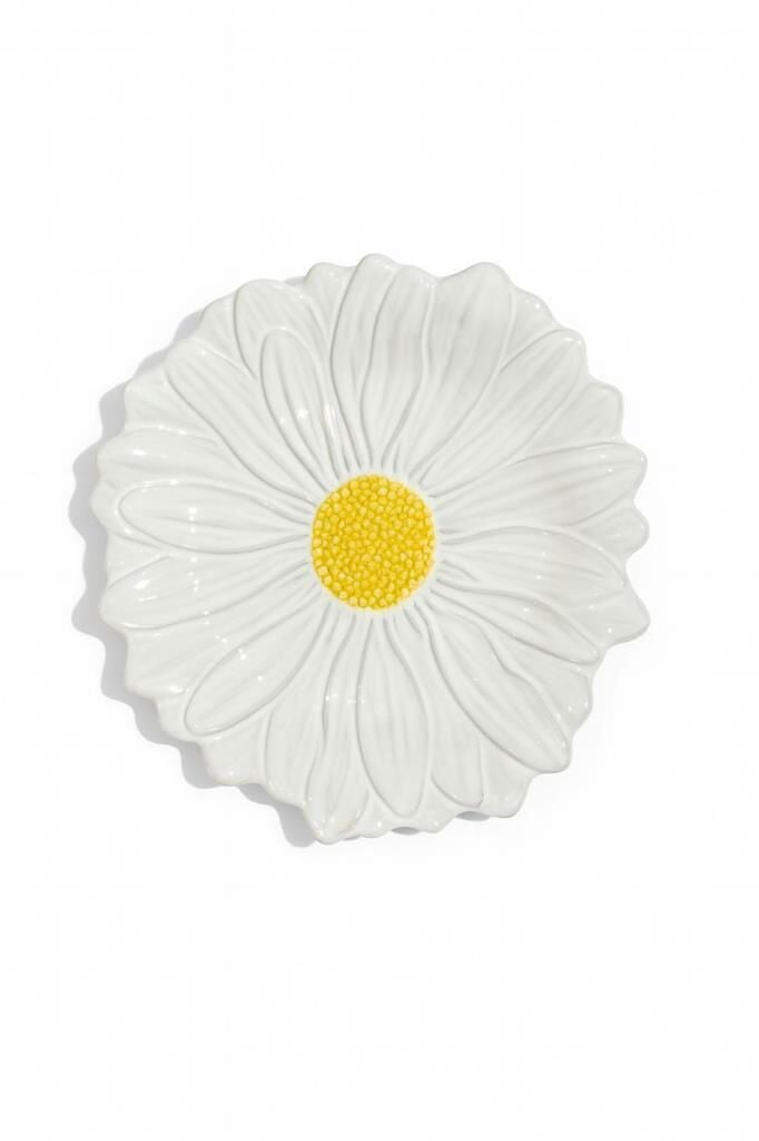 Bordallo Pinheiro Maria Flor Beyaz Papatya Pasta Servis 23cm