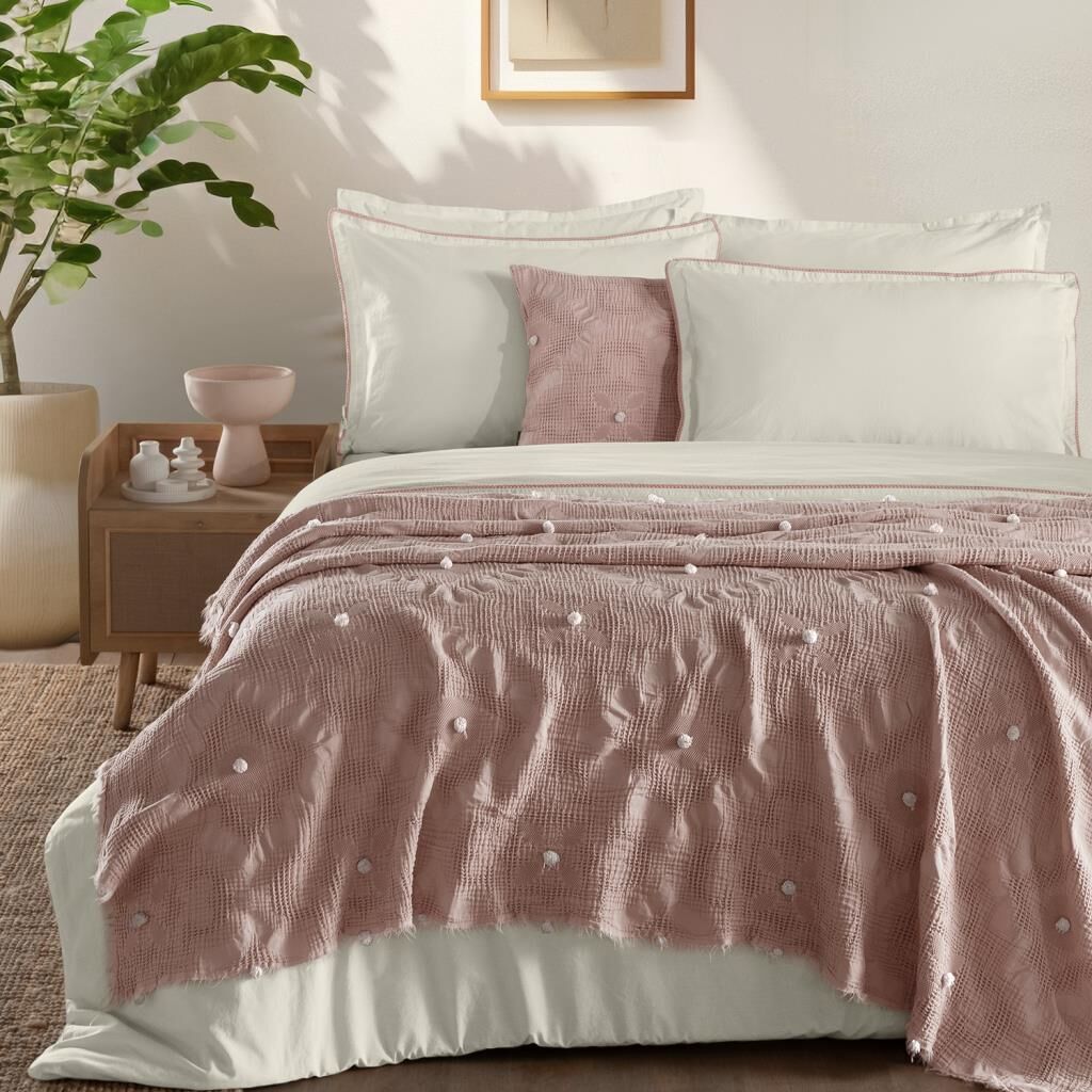 Sarev Alison Yatak Örtüsü Çift Kişilik Pudra