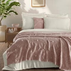 Sarev Alison Yatak Örtüsü Çift Kişilik Pudra