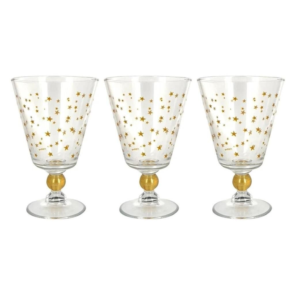 Cerve Gold Sky Ayaklı Su Bardağı 3 Parça Set 315Cc