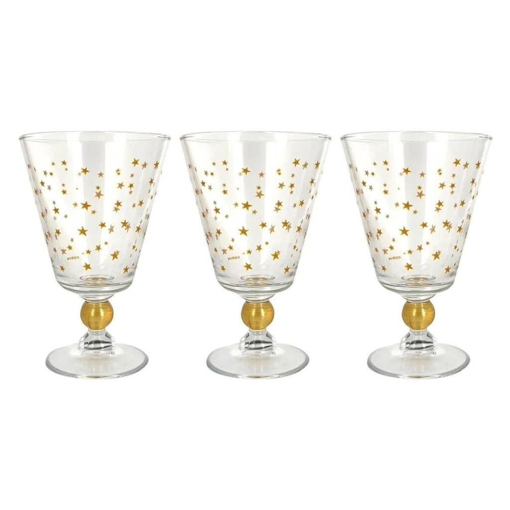 Cerve Gold Sky Ayaklı Su Bardağı 3 Parça Set 315Cc