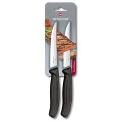 Victorinox 6.7933.2B Swiss Classic 12Cm 2'Li Tırtıklı Biftek Bıçağı, Siyah