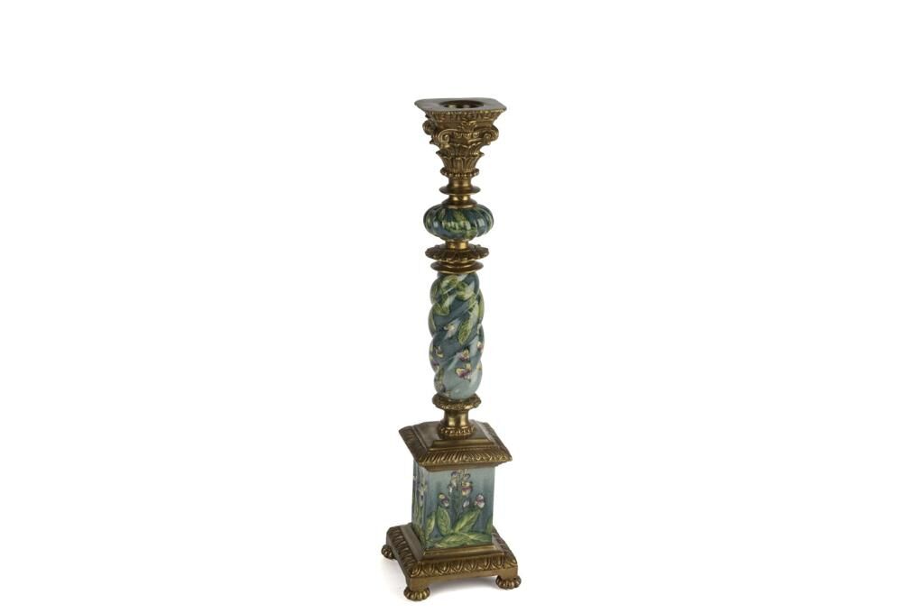 Mikasa Moor Turkuaz Yapraklı Antik Mumluk 10x40cm
