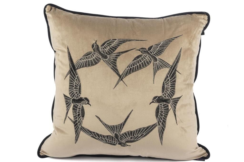 Mikasa Moor Isla Bej Yuvarlak Kuşlar Yastık 55x55