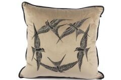 Mikasa Moor Isla Bej Yuvarlak Kuşlar Yastık 55x55