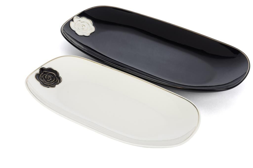 Mikasa Moor Rosaria Siyah Beyaz 2li Oval Tabak 13x26cm-35x15cm