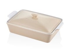 Rossallını Lıfe Buyuk Dıkdortgen Kapaklı Bej Fırın Kabı 38X23X8,5 Cm