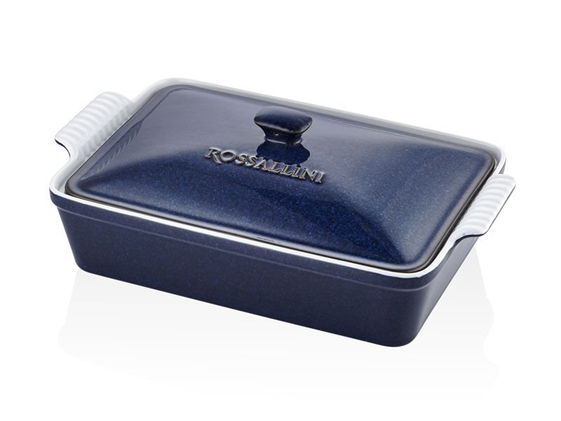 Rossallını Lıfe Buyuk Dıkdortgen Kapaklı Mavı Fırın Kabı 38X23X8,5 Cm