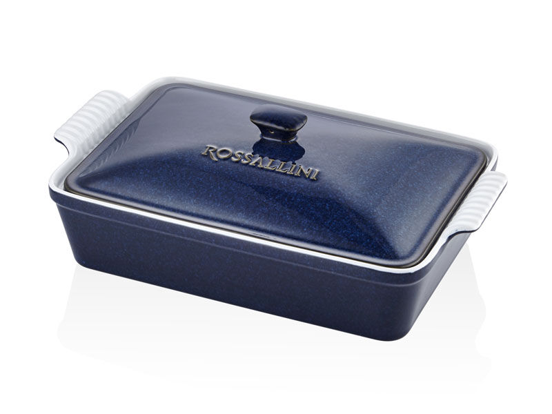 Rossallını Lıfe Buyuk Dıkdortgen Kapaklı Mavı Fırın Kabı 38X23X8,5 Cm