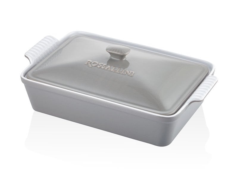 Rossallını Lıfe Buyuk Dıkdortgen Kapaklı Grı Fırın Kabı 38X23X8,5 Cm