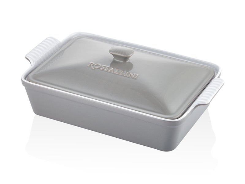 Rossallını Lıfe Buyuk Dıkdortgen Kapaklı Grı Fırın Kabı 38X23X8,5 Cm